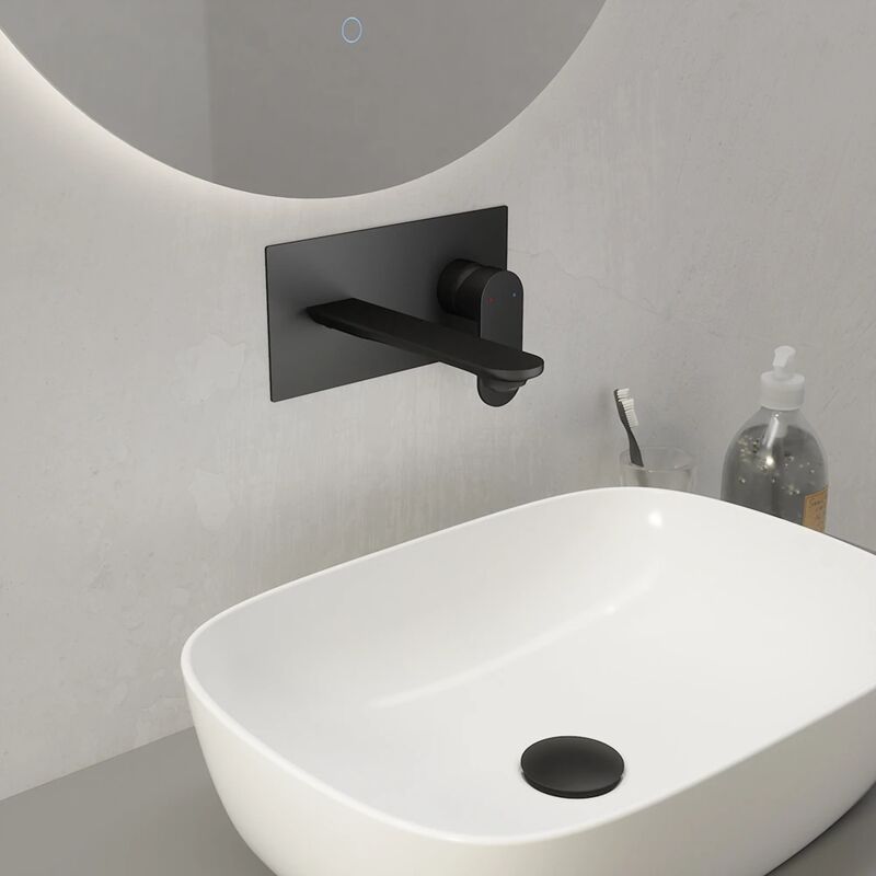 foto del prodotto parama miscelatore lavabo ad incasso in ottone nero opaco mod. kerry