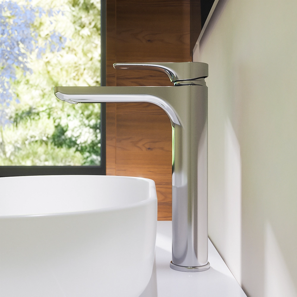 foto del prodotto parama miscelatore lavabo alto senza scarico in ottone cromato mod. mia