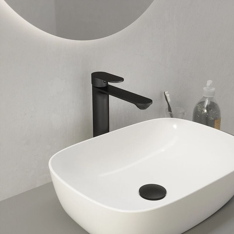 foto del prodotto parama miscelatore lavabo alto senza scarico in ottone nero opaco mod. kerry