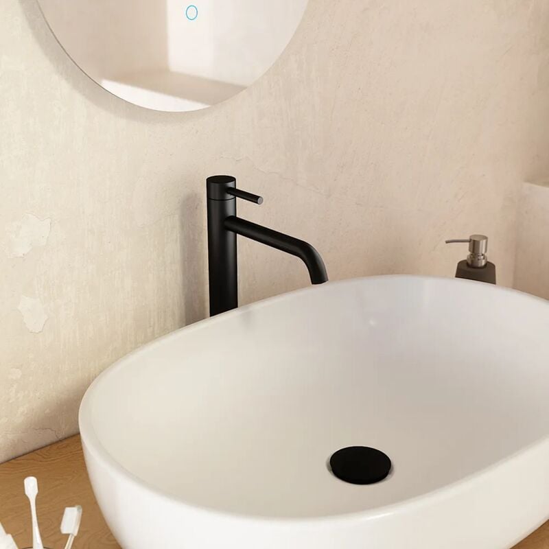 foto del prodotto parama miscelatore lavabo alto senza scarico slim in ottone nero opaco mod. bette