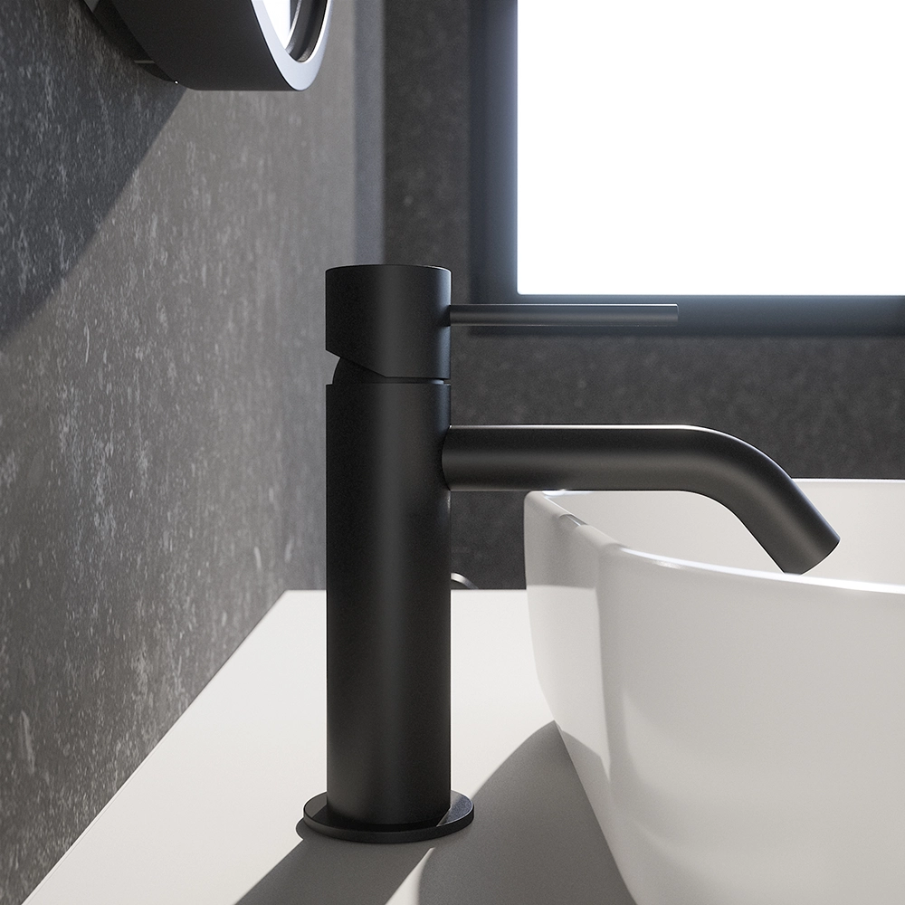 foto del prodotto parama miscelatore lavabo senza scarico in ottone nero opaco mod. katharine