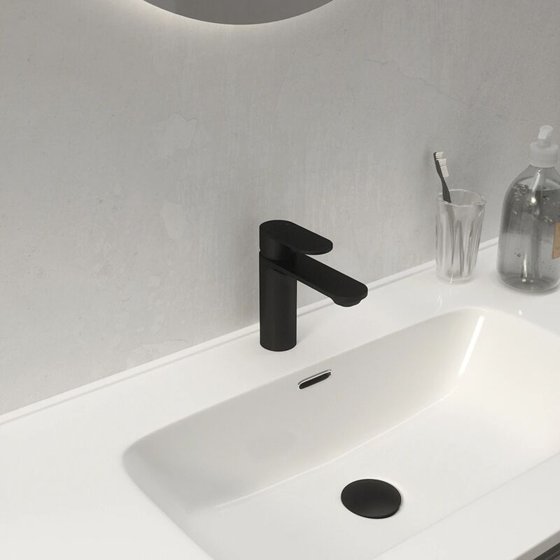 foto del prodotto parama miscelatore lavabo senza scarico in ottone nero opaco mod. kerry