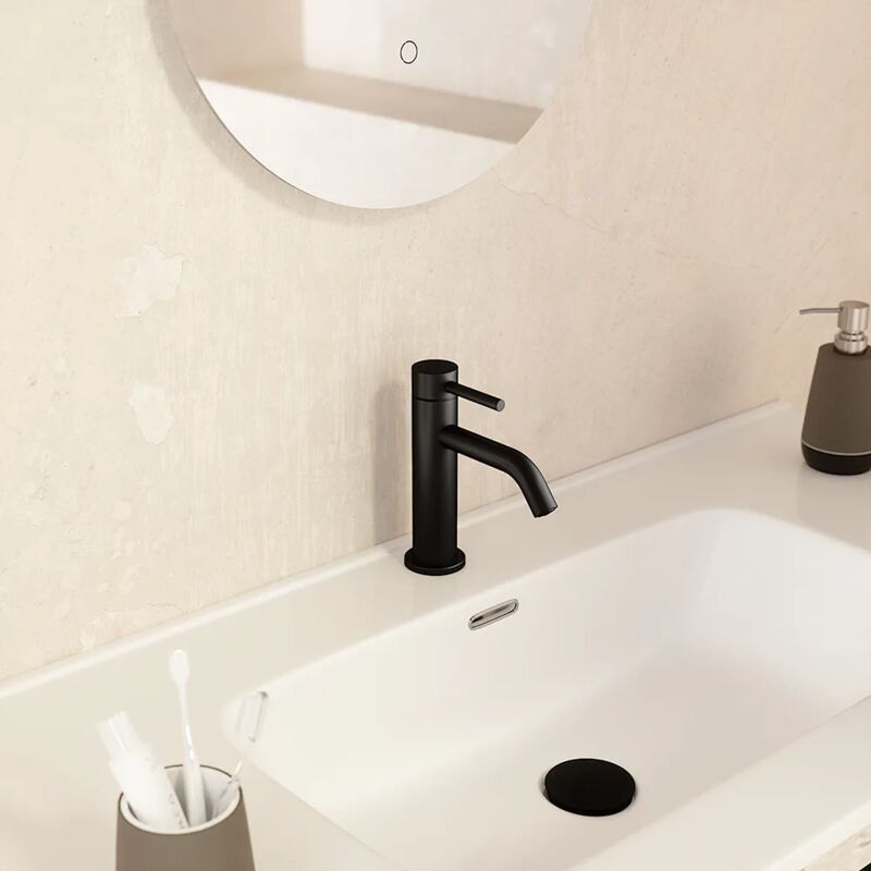 foto del prodotto parama miscelatore lavabo senza scarico slim in ottone nero opaco mod. bette