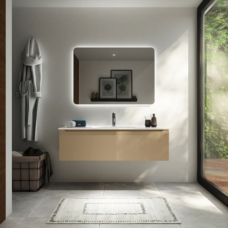 foto del prodotto parama mobile da bagno sospeso 120 cm sabbia opaco un cassettone con lavabo incluso mod. bako