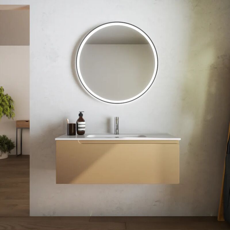 foto del prodotto parama - mobile da bagno sospeso 70 cm un cassetto sabbia opaco con lavabo incluso mod. ardenne