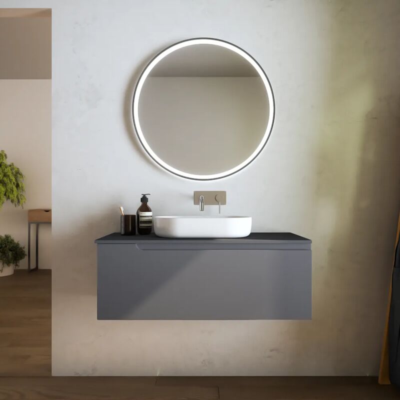 foto del prodotto parama mobile da bagno sospeso 80 cm un cassetto grigio opaco con top mod. ardenne