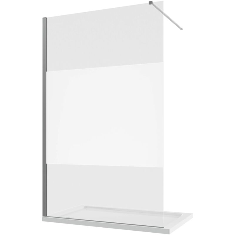foto del prodotto parama parete doccia walk in 120 cm profili in alluminio cromato vetro 8mm opaco con trattamento anticalcare regolabile 117 119cm h200