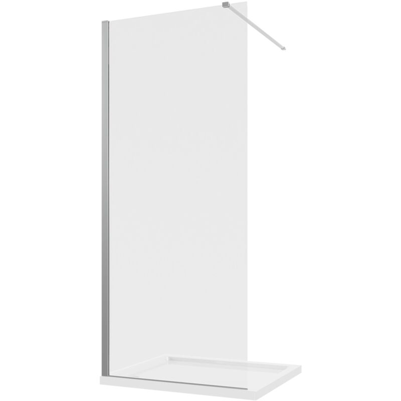 foto del prodotto parama parete doccia walk in 70 cm profili in alluminio cromato vetro 8mm trasparente con trattamento anticalcare regolabile 67 69cm h200