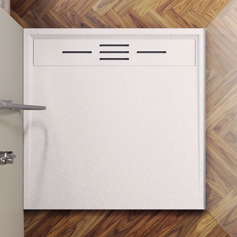 foto del prodotto parama piatto doccia quadrato 80x80 in smc effetto pietra colore bianco mod. spanios