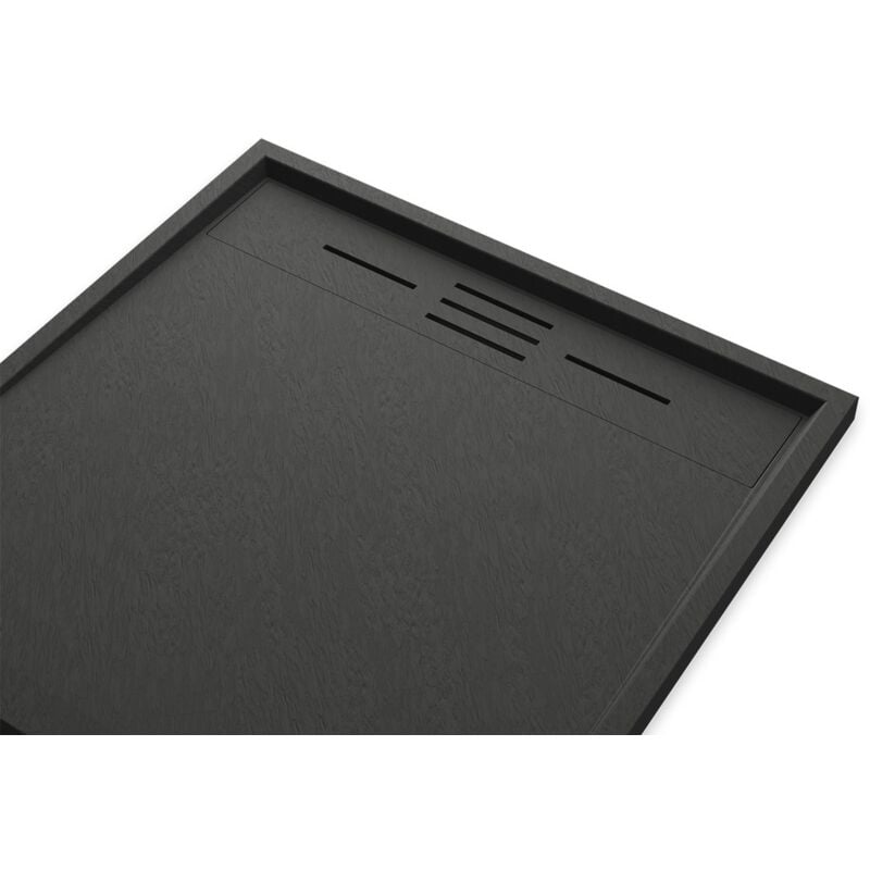 foto del prodotto parama piatto doccia quadrato 80x80 in smc effetto pietra colore nero mod. spanios