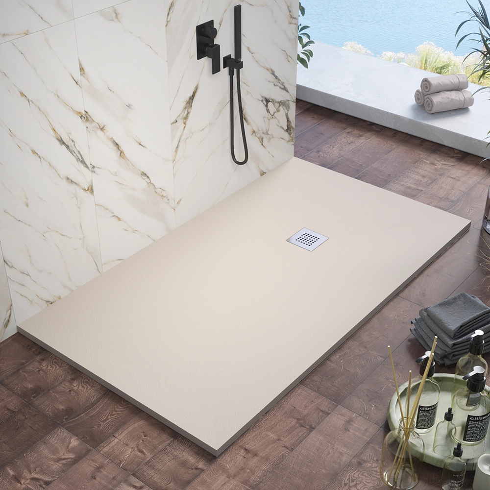 foto del prodotto parama piatto doccia rettangolare 70x120cm in marmoresina grigio effetto pietra altezza 2,4cm mod. kos