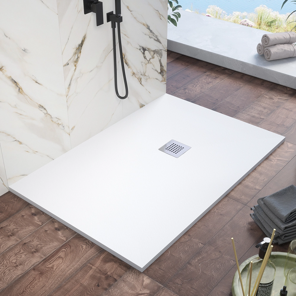 foto del prodotto parama piatto doccia rettangolare 70x90cm in marmoresina avorio effetto pietra altezza 2,4cm mod. kos