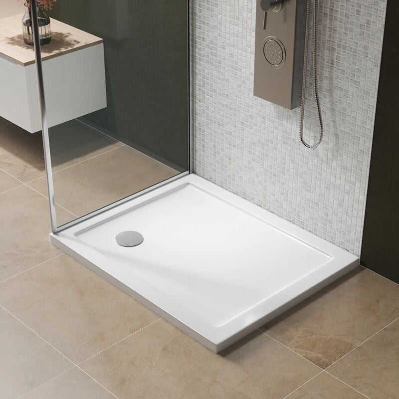 foto del prodotto parama piatto doccia rettangolare 80x90 cm in acrilico rinforzato altezza 4cm bianco lucido bordato mod. asteios