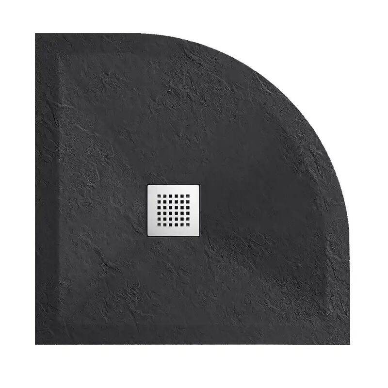 foto del prodotto parama piatto doccia semicircolare 80x80cm effetto pietra nero antracite in marmoresina e geal coat altezza 2,5cm mod. messapia