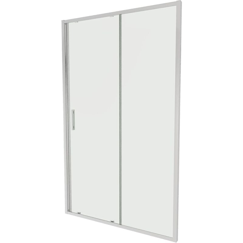 foto del prodotto parama porta doccia per nicchia 110cm profili slim in alluminio cromato vetro 6mm trasparente regolabile 107 111cm h190 reversibile mod. portofino