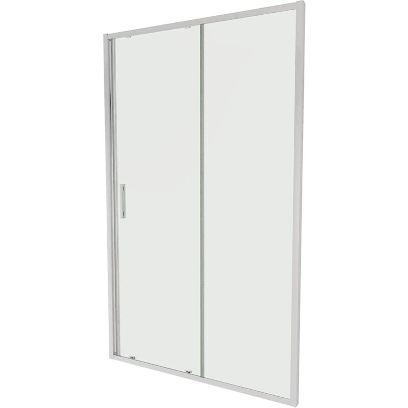 foto del prodotto parama porta doccia per nicchia 130cm profili slim in alluminio cromato vetro 6mm trasparente regolabile 127 131cm h190 reversibile mod. portofino