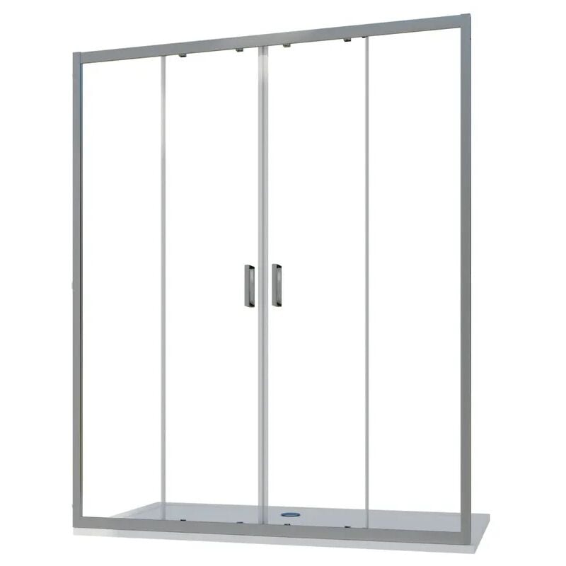 foto del prodotto parama porta doccia per nicchia 190 cm due ante scorrevoli profili in alluminio cromato vetro 6mm trasparente regolabile 187 191cm h190