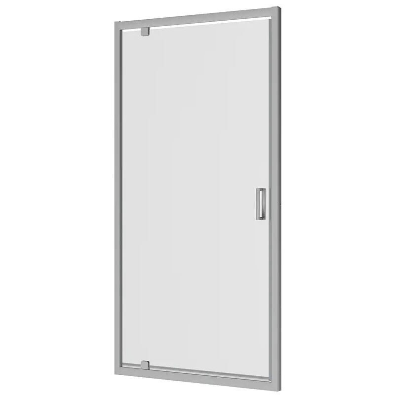 foto del prodotto parama porta doccia per nicchia 80 cm apertura a battente profili in alluminio cromati vetro 6mm opaco regolabile 77 81 cm h190 reversibile mod.