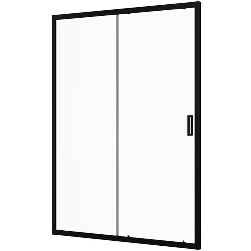 foto del prodotto parama porta doccia per nicchia scorrevole 110 cm profili in alluminio nero opaco vetro 6mm trasparente regolabile 107 111cm h190 reversibile mod.