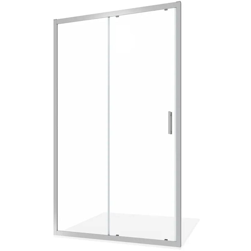foto del prodotto parama porta doccia per nicchia scorrevole 140 cm profili in alluminio cromato vetro 6 mm trasparente regolabile 137 121cm h198 reversibile mod.