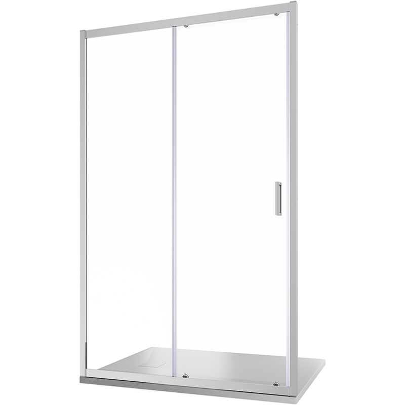 immagine 0 del prodotto parama porta doccia scorrevole per nicchia 140cm profili in alluminio cromato vetro 6 mm trasparente regolabile 137 141cm h185 reversibile mod.