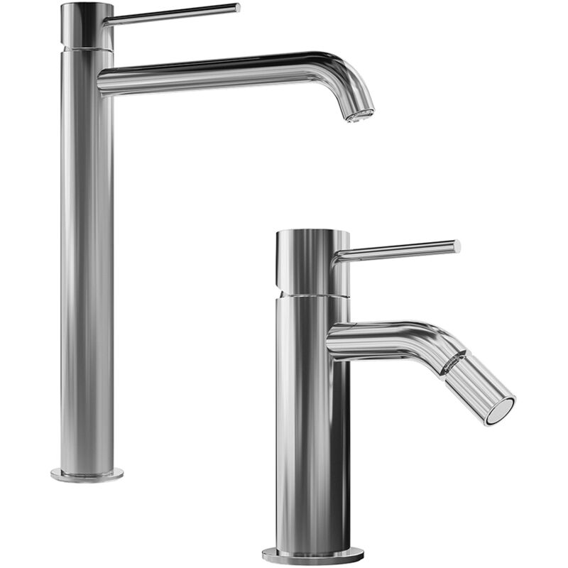 foto del prodotto parama set miscelatori con lavabo alto e bidet senza scarico in ottone cromato mod. katharine