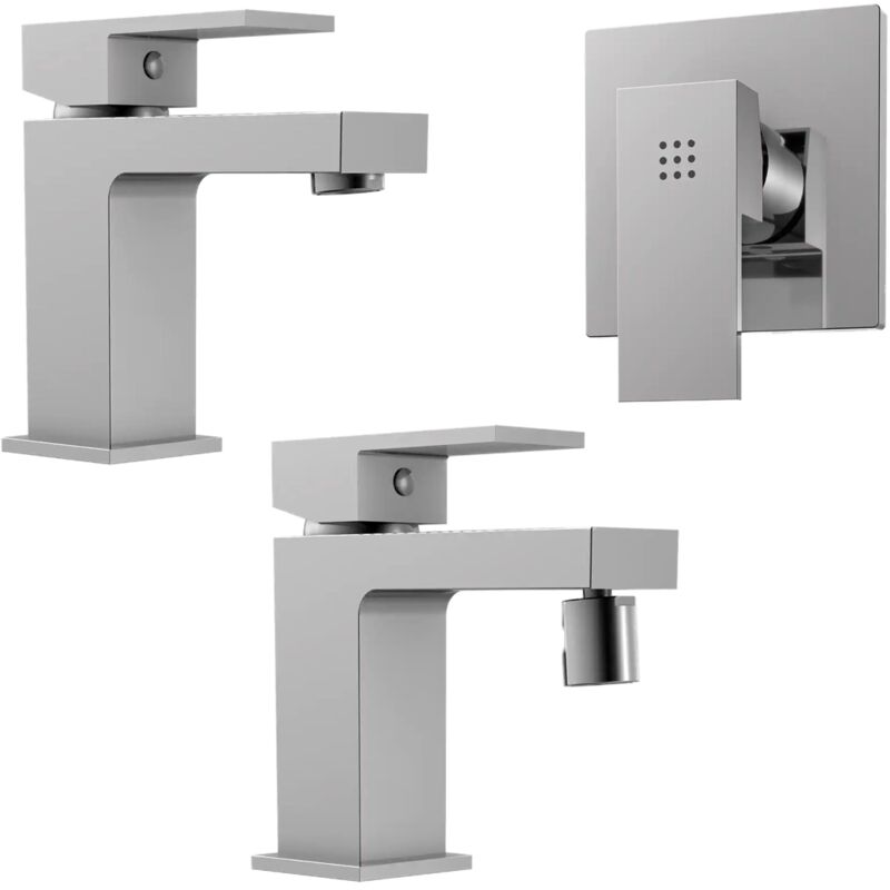 foto del prodotto parama set miscelatori con lavabo e bidet senza scarico ed incasso doccia in ottone cromato mod. grace