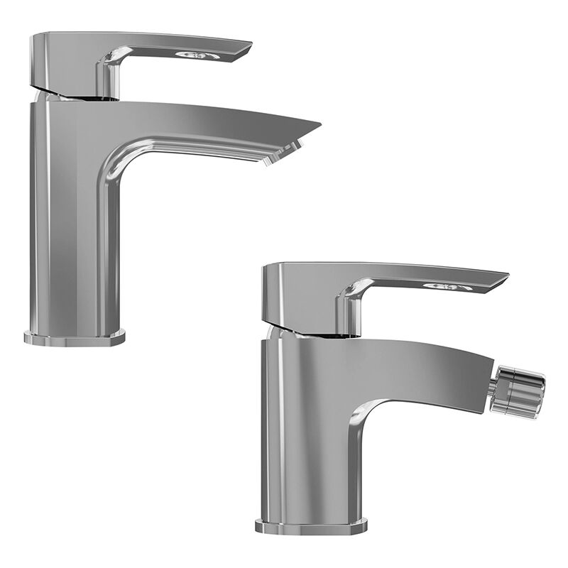 foto del prodotto parama set miscelatori con lavabo e bidet senza scarico in ottone cromato mod. greta