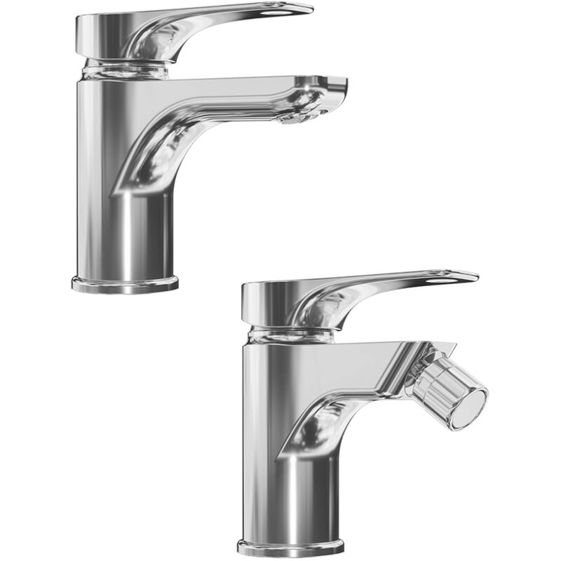 foto del prodotto parama set miscelatori con lavabo e bidet senza scarico in ottone cromato mod. mia