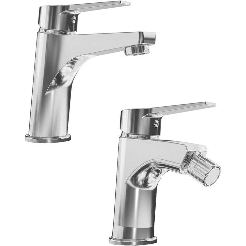 foto del prodotto parama set miscelatori con lavabo e bidet senza scarico in ottone cromato mod. sophia