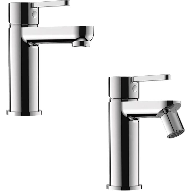 foto del prodotto parama set miscelatori con lavabo e bidet senza scarico in ottone cromato mod. virna
