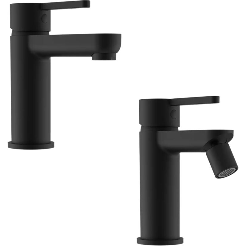 foto del prodotto parama set miscelatori con lavabo e bidet senza scarico in ottone nero opaco mod. virna