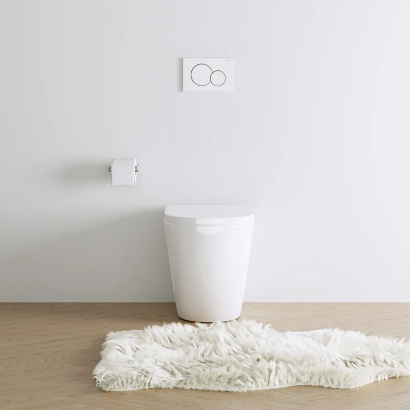foto del prodotto parama vaso filomuro in ceramica bianco lucido con sedile copri wc softclose in uf mod. roma
