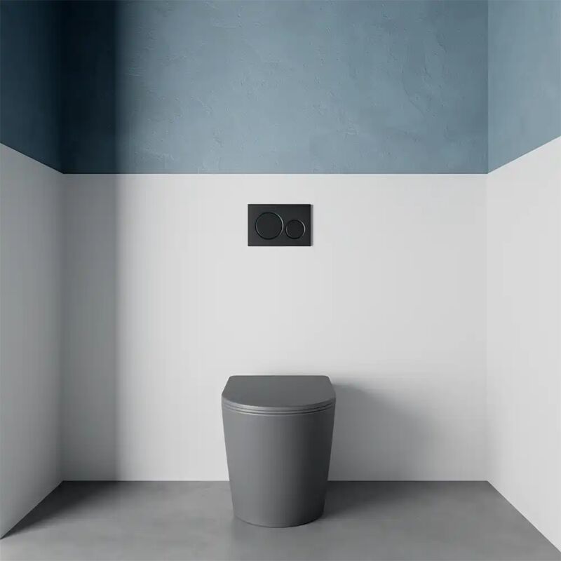 foto del prodotto parama vaso filomuro rimless in ceramica grigio opaco con sedile soft close mod. vienna