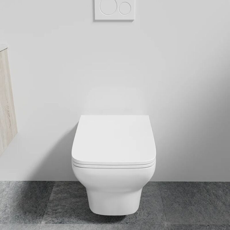 foto del prodotto parama vaso sospeso rimless in ceramica bianco lucido con sedile soft close mod. havana