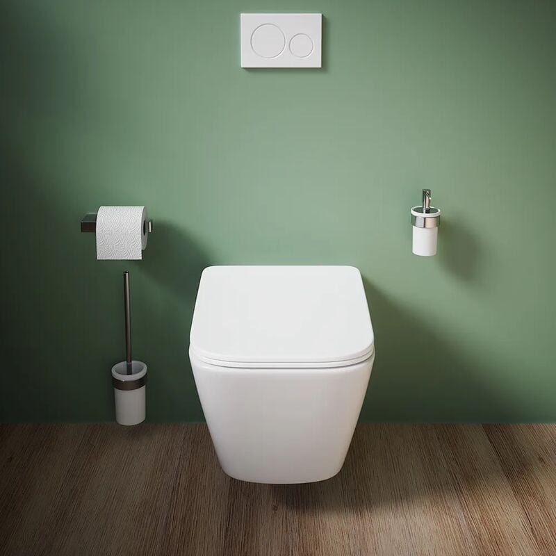 foto del prodotto parama vaso sospeso rimless in ceramica bianco opaco con sedile soft close mod. kyoto
