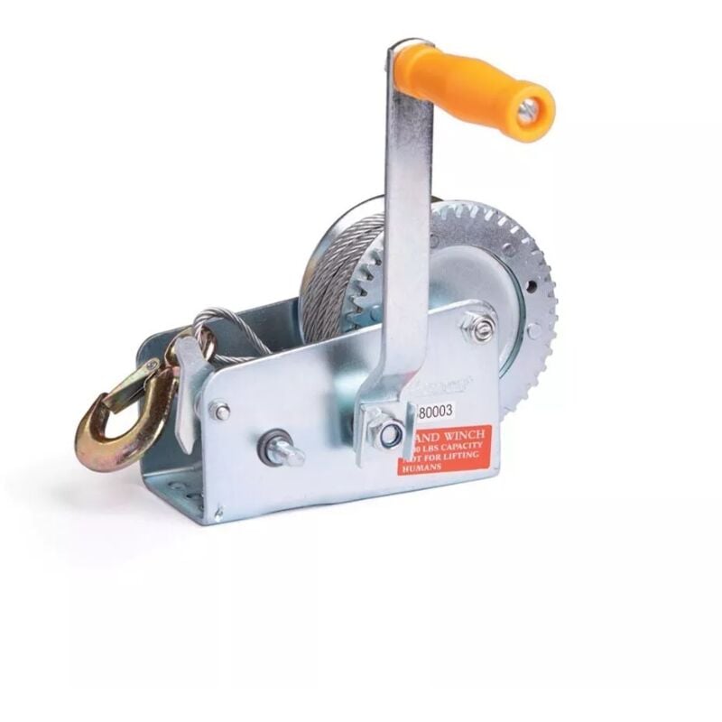 foto del prodotto paranco montacarichi verricello manuale argano 600 lb cavo gancio acciaio 6 mt