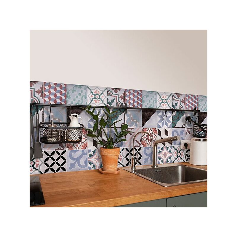 foto del prodotto paraschizzi adesivo cementine lilla l 180 x h 60 cm