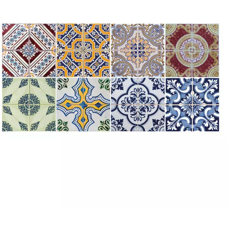 foto del prodotto paraschizzi da cucina in alluminio fantasia ""azulejos"", 24x48 cm