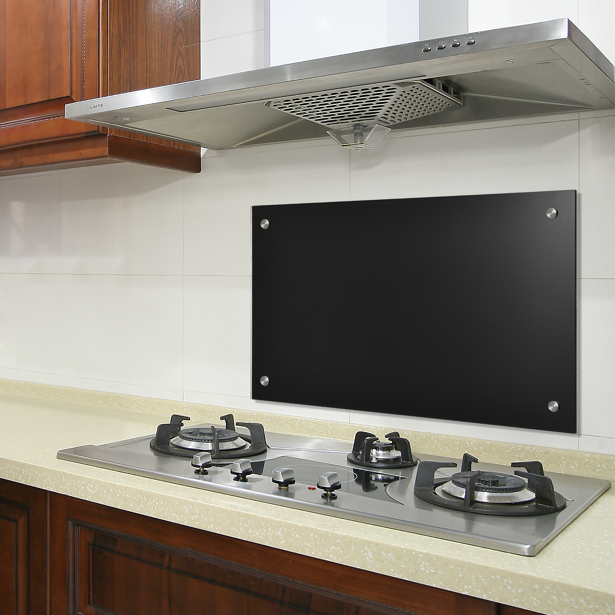foto del prodotto paraschizzi in vetro temperato 70 x 40 cm nero neu.haus 