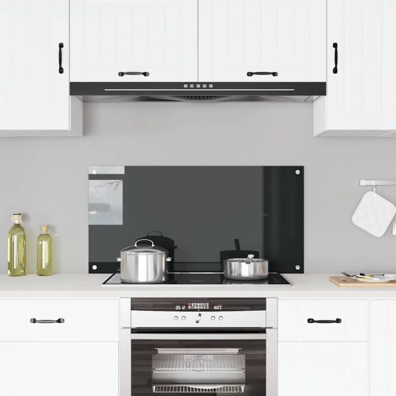 foto del prodotto paraschizzi per cucina nero 100x50 cm in vetro temperato vidaxl