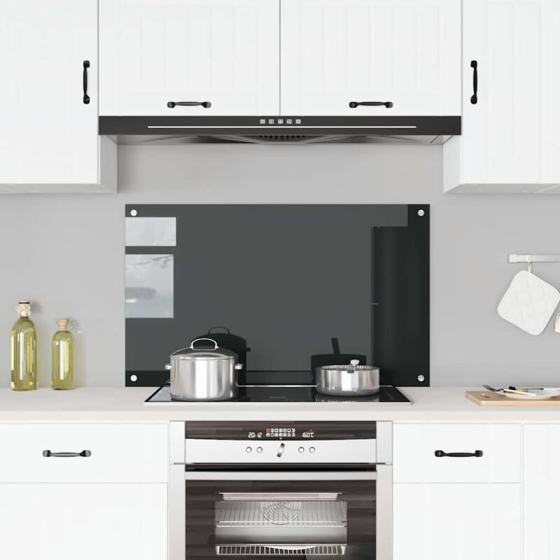 foto del prodotto paraschizzi per cucina nero 100x60 cm in vetro temperato - vidaxl