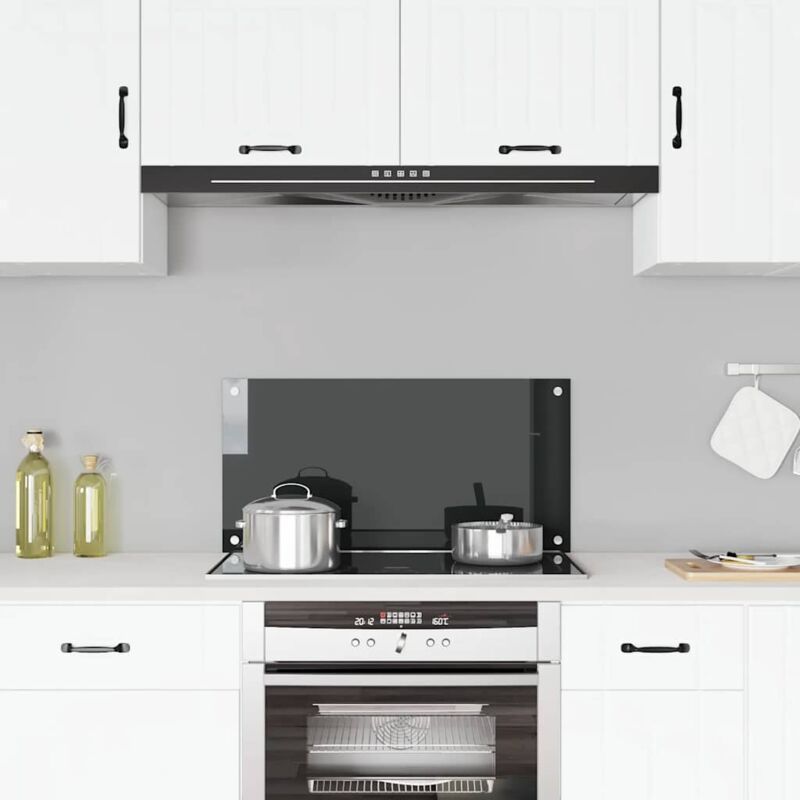 foto del prodotto paraschizzi per cucina nero 80x40 cm in vetro temperato vidaxl