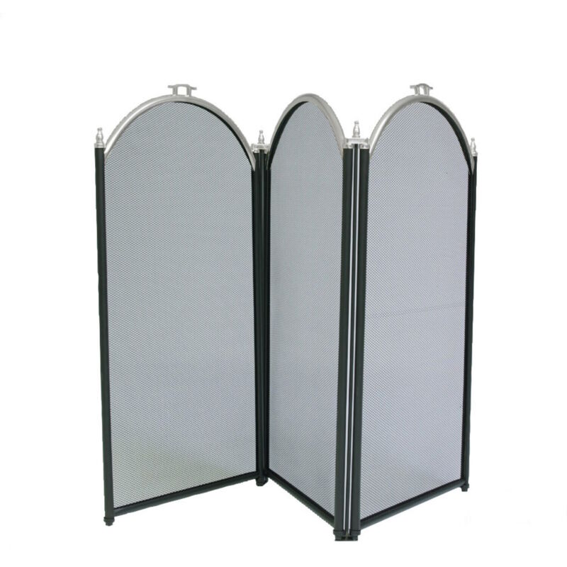 foto del prodotto parascintille camino caminetto stufa pellet tubo cromo 98x60h 3 ante