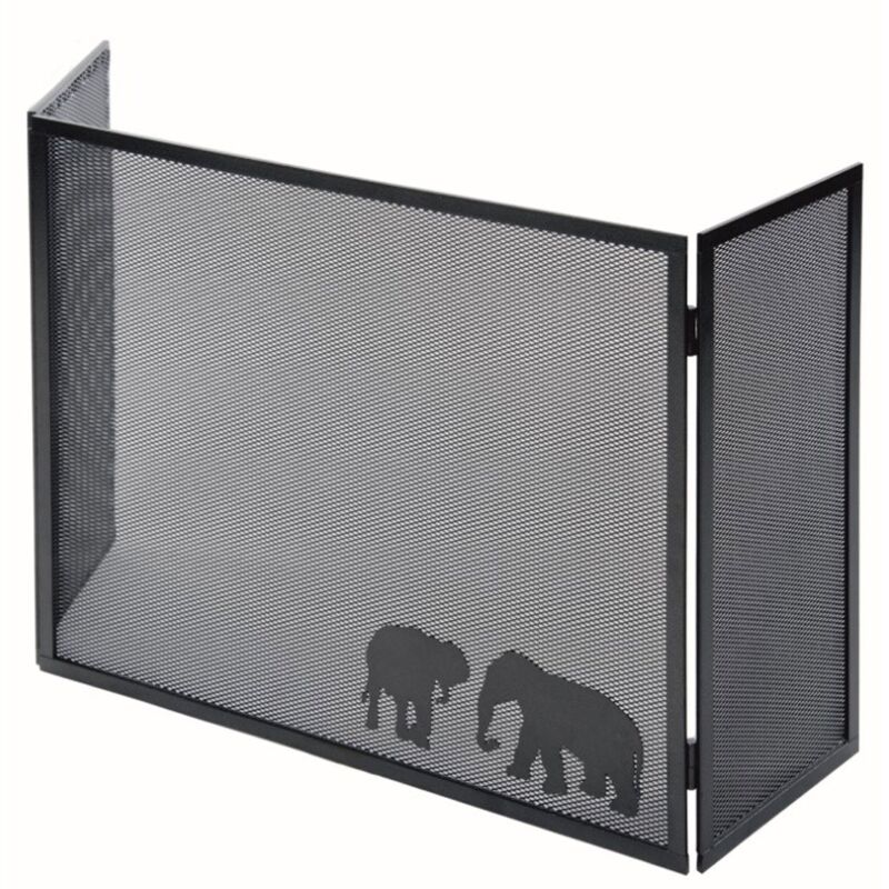 foto del prodotto parascintille con antine 100x50 cm decorazione elefante in ferro verniciato grigio martellato