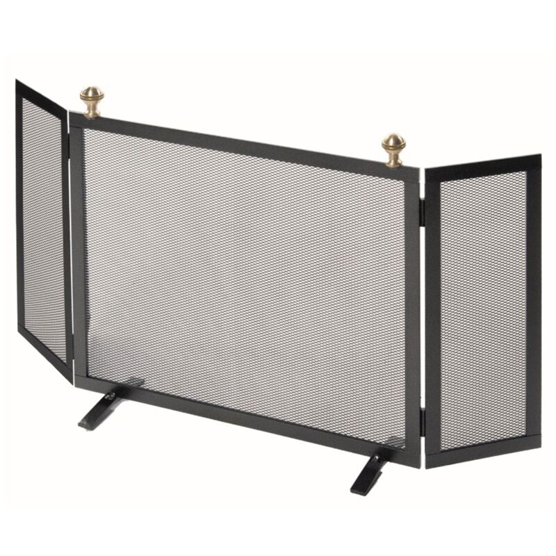 foto del prodotto parascintille con antine 80x46 cm con pomoli decorativi in ottone in ferro verniciato grigio martellato