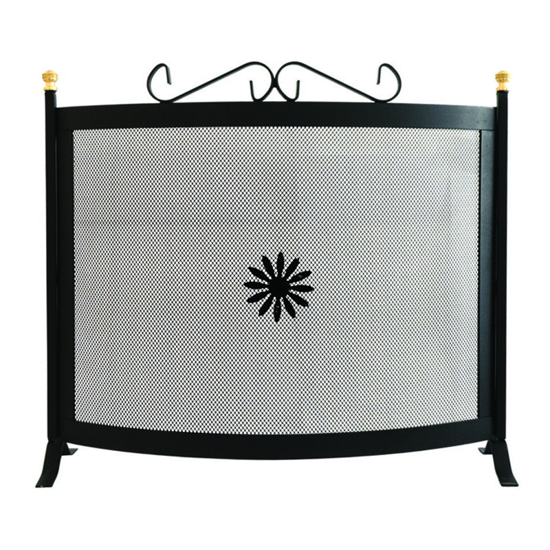 foto del prodotto parascintille curvo con decoro per camino cm.60x65h.