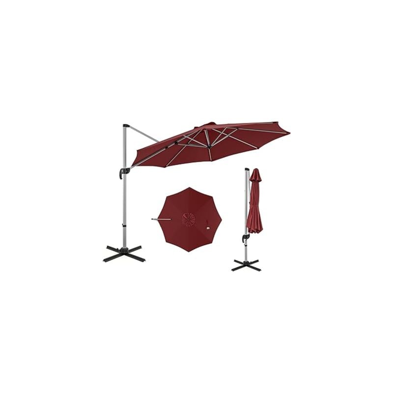 immagine 0 del prodotto parasol d port 339cm, parasol de jardin rond avec base en croix, parasol inclinable avec 5 angles et hauteurs r glables, parasol excentr rotatif 