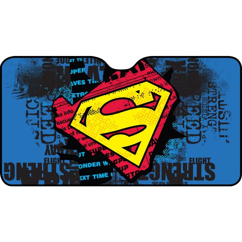 foto del prodotto parasole anteriore auto viaggio superman 130 x 70cm supereroi uomo d accaio giallo rosso e blu