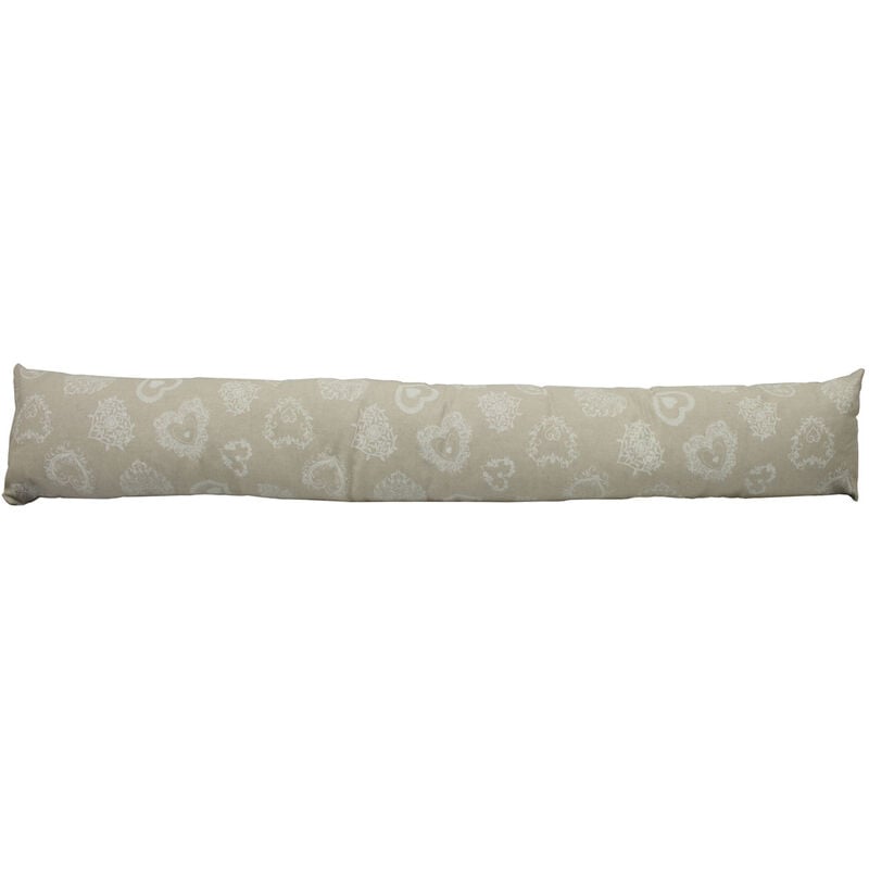foto del prodotto paraspiffero decorativo salsicciotto porta finestra sfoderabile cuore bianco 110cm